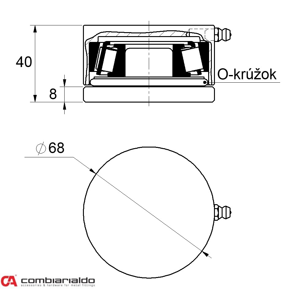 Ložiskový záves ø 68mm