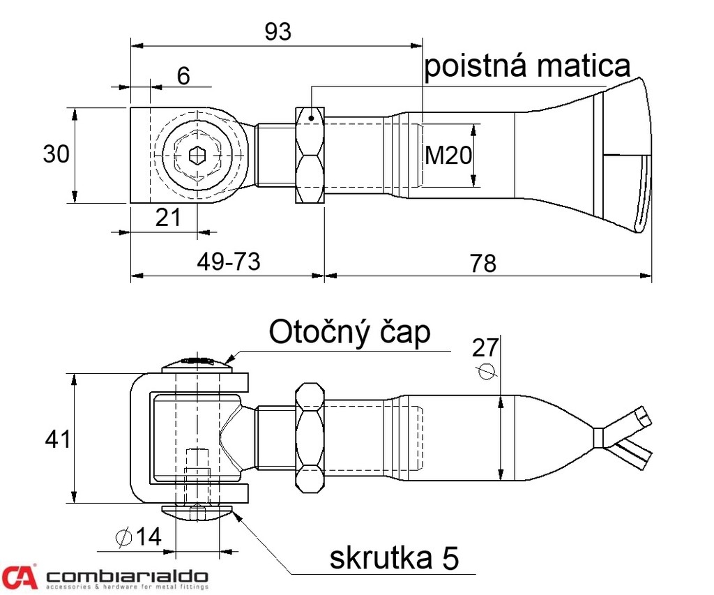Záves s kontramaticou na chemické kotvenie (závit: M20)