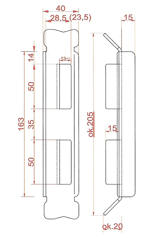 Doraz navárací pre bránku, 210x40x40 mm, pravý/ľavý