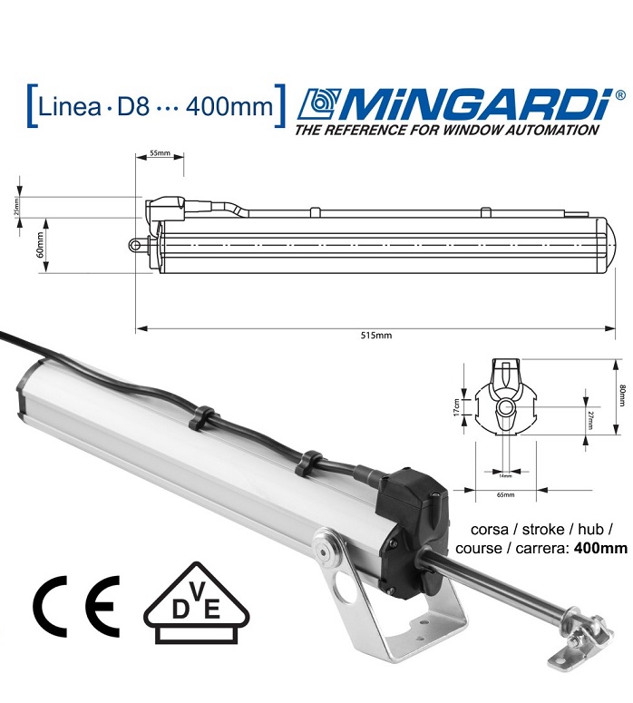 MINGARDI Linea D8 230V, 175W, zdvih 400mm, 500N