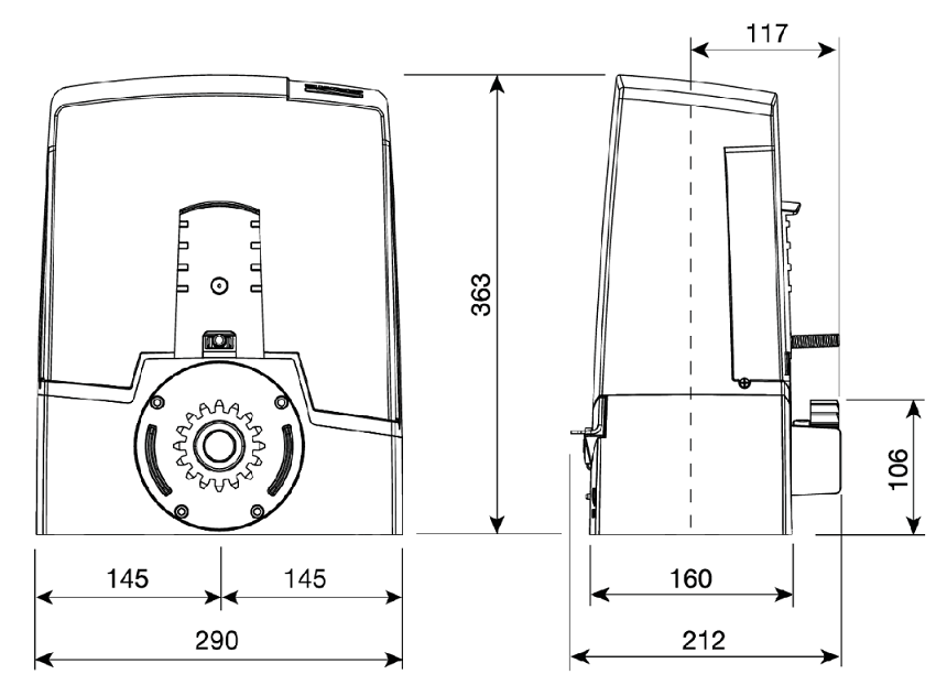 Pohon posuvných brán CAME, 24V do 400 kg
