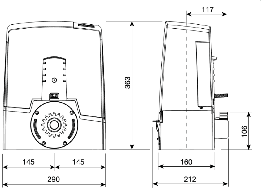 Pohon posuvných brán CAME, 24V do 500 kg
