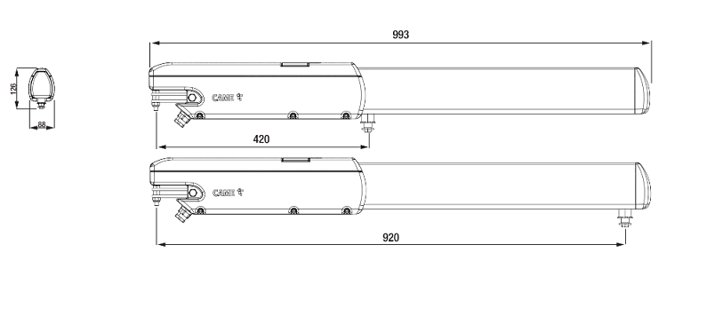 CAME - sada pohonov pre dvojkrídlovú bránu do 400kg/5m