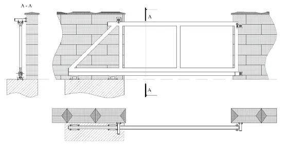 Samonosná brána bez stĺpikov 3500x1000mm vrátane príslušenstva na montáž